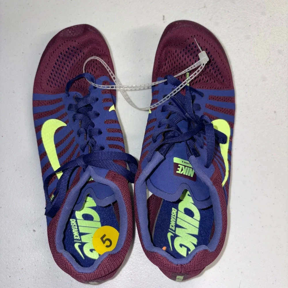 Nike Zoom Rival D 10 Track Spikes Bordeaux Purple Lime 819164-600 Mens 5